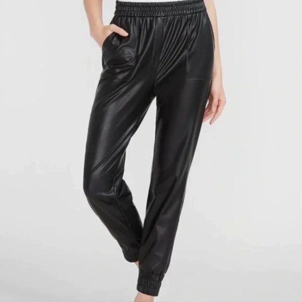Express Faux Leather Pull On Jogger Pants Women's Black